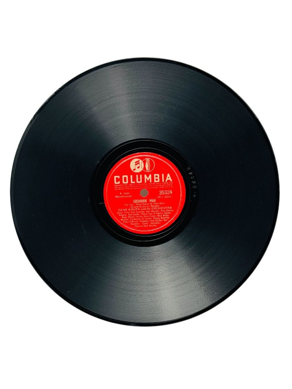 Gene Krupa Drummin' Man 10 Inch Shellac 78 RPM Columbia Records 35324
